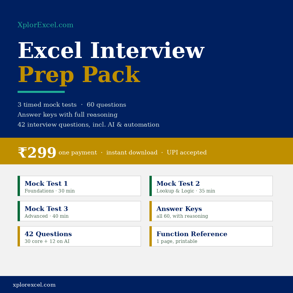 Excel Interview Prep Pack