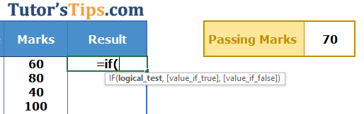 IF Function in Excel - Free Explanation with example Example of If Function - Solution Step no. 1