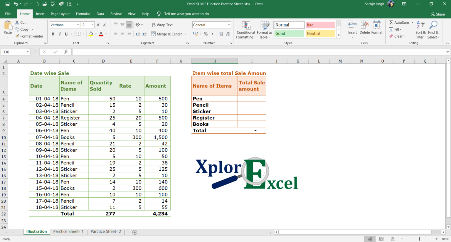 Excel SUMIF Function - Download Practice Sheet - Xplore Excel