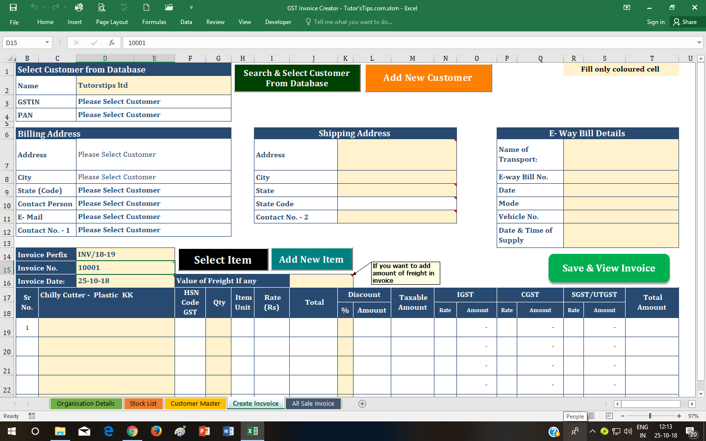 GST Invoice Format 3.1 - Free Dynamic Excel sheet Create Invoice - GST Invoice Format