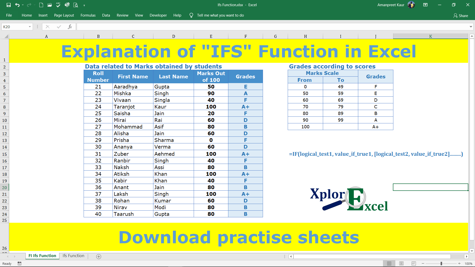 IFS Function in Excel – Free 2 Practice workbooks