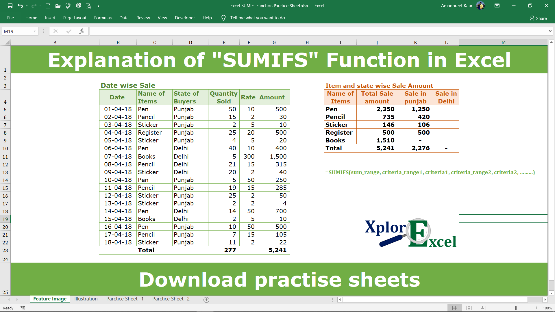 Excel Sumifs Function Download 2 Practice Sheet For Free 7648