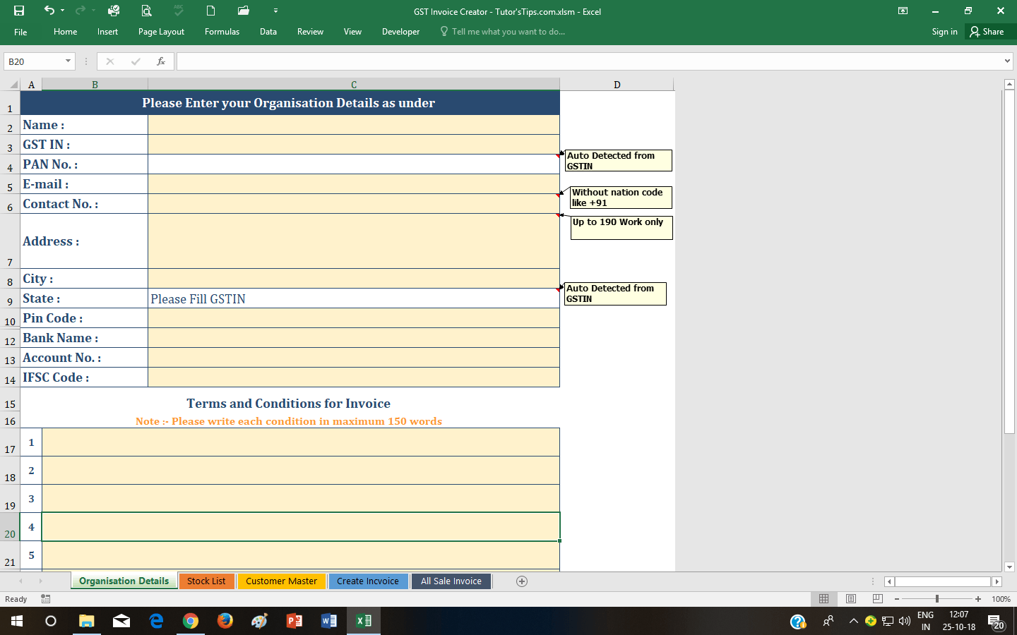 GST Invoice Format 3.1 - Free Dynamic Excel sheet your business Details