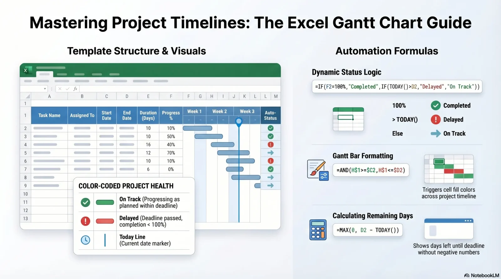 Project Timeline Gantt Chart Template in Excel – Free Download
