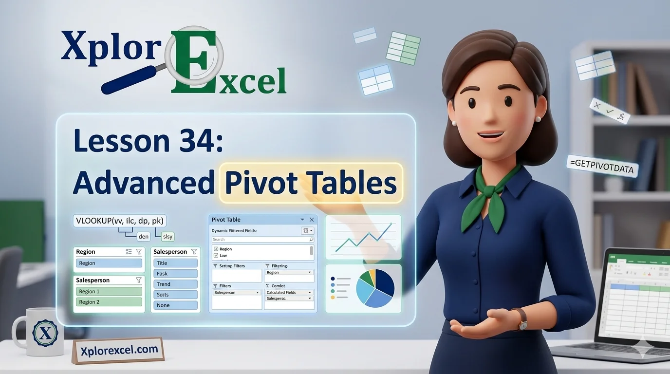 Lesson 34 : Advanced Pivot Tables in Excel: Calculated Fields & More advanced pivot tables in Excel — XplorExcel tutorial