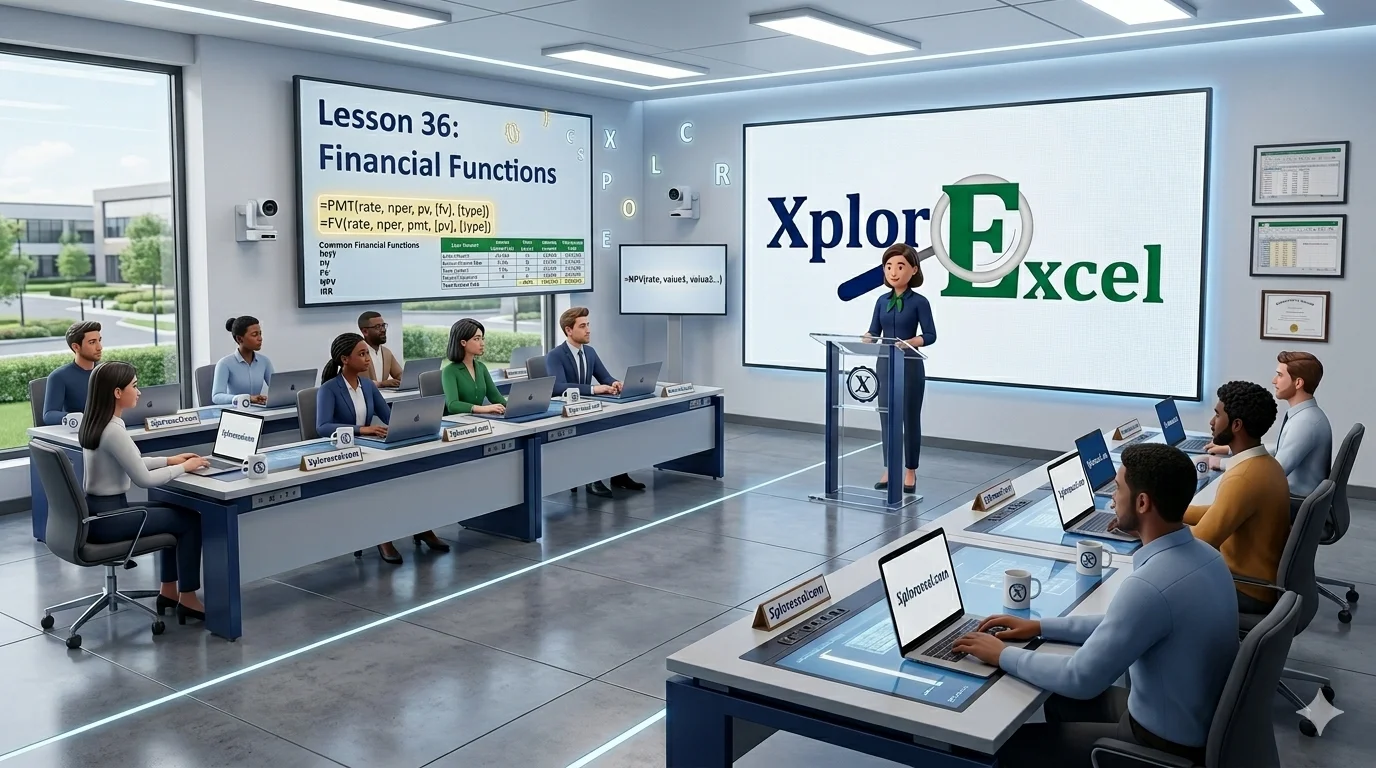 Lesson 36 : Financial Functions in Excel: PMT, NPV, IRR & More | XplorExcel financial functions in Excel — XplorExcel tutorial