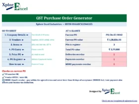 Purchase Order Format in Excel with GST 1.0 – Free PO Generator & MSME Payment Tracker GST purchase order generator Excel dashboard