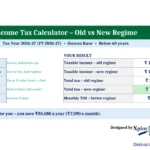 Income tax calculator old vs new regime Excel dashboard