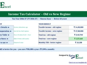 Income Tax Calculator FY 2026-27 in Excel – Old vs New Regime (Free Download) Income tax calculator old vs new regime Excel dashboard