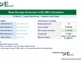 Rent Receipt Generator in Excel with HRA Calculator 1.0 – Free Template Rent receipt generator Excel template dashboard
