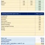 garment costing sheet excel
