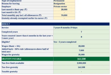 gratuity calculator excel 2026