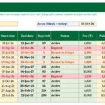 gym membership register excel