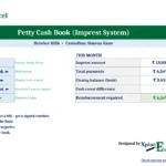 Petty cash book format in Excel dashboard