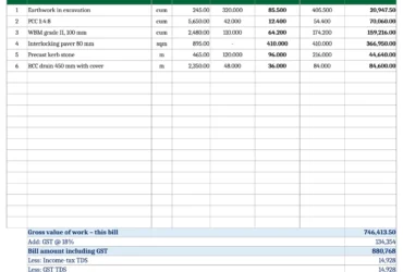 ra bill format in excel