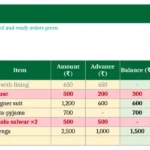 tailor order book format excel