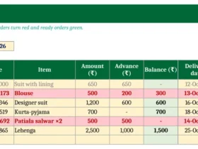 tailor order book format excel
